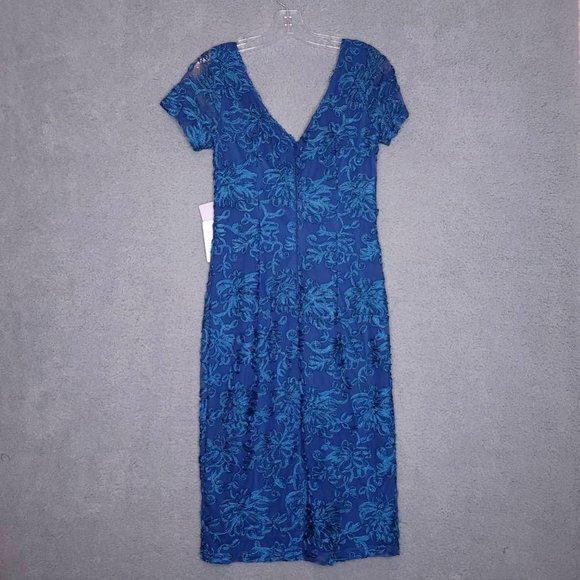 JS Collection Womens Sheath Dress Blue V Neck Short Sleeve Soutache 4 New - Picture 2 of 9